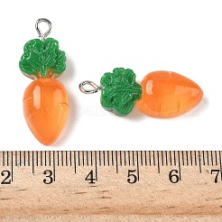 不透明樹脂ペンダント  プラチナアイアンループ付き  ニンジン  31x11.5x8mm  穴：2.5mm&nbsp;RESI-Z040-05P