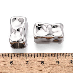 テクスチャ加工された合金製の大きな穴のビーズ  ナゲットの形状  プラチナ  19.5x12x11mm  穴：7.8mm&nbsp;PALLOY-T091-44P