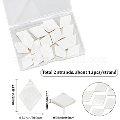 2 連売り天然淡水貝ビーズ 連売り  菱形  貝殻色  20.5x29x3mm  穴：0.9mm  約13個/連  14.84''（37.7センチメートル）&nbsp;SHEL-SC0001-82