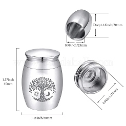ベルベットパッキングポーチ1個。  1個の合金火葬壷  命の木  火葬骨壷：40.5x30mm&nbsp;AJEW-CN0001-75C