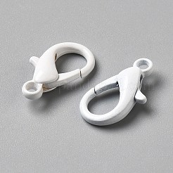 焼き付け塗装、亜鉛合金製ロブスタークラスプ  ホワイト  16x9x4mm  穴：1.8mm&nbsp;FIND-WH0016-53I