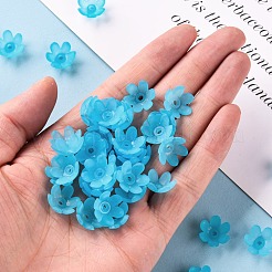 つや消しアクリルビーズキャップ  6花びら  花  ディープスカイブルー  14x6mm  穴：2mm  約1660個/500g&nbsp;MACR-S371-07A-755