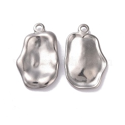 変色しない304ステンレススチールペンダント  ナゲット  ステンレス鋼色  26x16x3mm  穴：2mm&nbsp;STAS-E032-01P