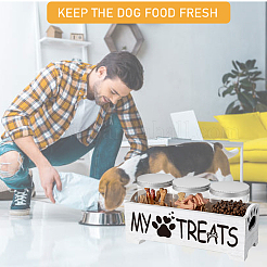 Rectangle Wood Pet Food Container Box&nbsp;CON-GW0001-01A