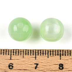 樹脂ビーズ  模造キャットアイビーズ  ラウンド  薄緑  10mm  穴：1.5mm&nbsp;X1-RESI-YW0004-29B-04
