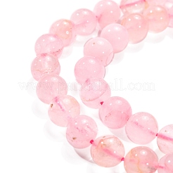 天然石ローズクォーツビーズ連売り  ラウンド  4~12mm  穴：0.8~1.2mm  約15インチ〜15.5インチ&nbsp;G-F591-04