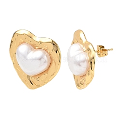 304 Stainless Steel & ABS Plastic Pearl Stud Earrings&nbsp;SA-CBA2696-38G