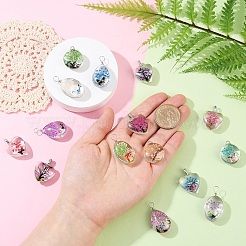 15Pcs 5 Styles Transparent Glass Pendants&nbsp;GLAA-YW0004-65
