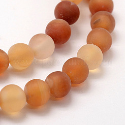 Frosted Natural Red Agate Beads Strands&nbsp;G-F372-6mm