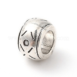 チベット風合金ヨーロピアンビーズ  大穴ビーズ  ロンデル  アンティークシルバー  10x7mm  穴：5.6mm  約284個/500g&nbsp;PALLOY-P293-146AS