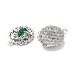 真鍮マイクロパヴェクリアキュービックジルコニアペンダント  カドミウムフリー＆ニッケルフリー＆鉛フリー  ガラス＆シェル＆ジャンプリング付き  花とオーバル  プラチナメッキ  15x11x4.5mm  穴：1.2mm&nbsp;KK-Z073-25P