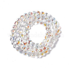 透明電気メッキガラスビーズ連売り  半分メッキ  ハート  8x8x5mm  穴：1mm  約100個/連  28.35''（72センチメートル）&nbsp;EGLA-E030-01H