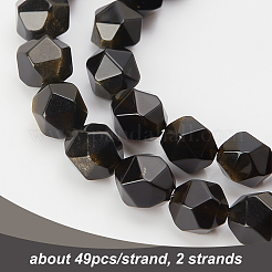 2 Strands Natural Golden Sheen Obsidian Beads Strands&nbsp;G-OC0002-67