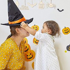 木製の装飾品  ジュートより糸付き  ハロウィン吊り飾り  パーティーギフトの家の装飾  ミックスカラー  48.5~90x53.5~112x2.5mm  穴：2.5~4.5mm  10のセット/袋&nbsp;WOOD-PH0009-31