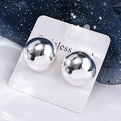 半円形 304 ステンレススチール スタッド イヤリング  銀  22mm&nbsp;EJEW-A125-80G-S