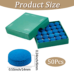 PUレザービリヤードプールキューチップ交換用チップ50個  フラットラウンド  ブルー  14x6mm&nbsp;AJEW-WH20020-516D-01