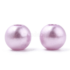 スプレー塗装 abs 樹脂プラスチック模造パール ビーズ  ラウンド  プラム  6x5.5mm  穴：1.8mm  約4540個/ 500 G&nbsp;OACR-T015-05A-12