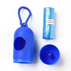 プラスチックの丸薬の形のペットのうんちゴミ袋ホルダー  ゴミ袋とカラビナ付き  ブルー  140mm  ピル：10x4cm  バッグ：30x24センチメートル  15PCS /ロール&nbsp;AJEW-Z002-A10