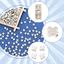 600個のccbプラスチックビーズ  クロス  プラチナ  8x8x3.5mm  穴：1.4mm&nbsp;CCB-PA0001-17P