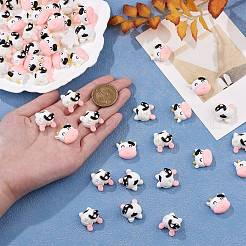 60個の樹脂カボション、漫画かわいい牛パッチ DIY 素材アクセサリー (2 スタイル)  ミックスカラー  21.5x19mm&nbsp;JX613A