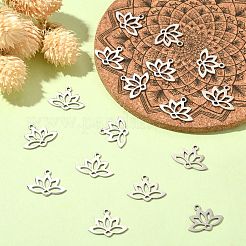 ステンレススチールチャーム201個  レーザー切断  中空  蓮  ステンレス鋼色  14x18.5x1mm  穴：1.6mm  20個/箱&nbsp;RESI-SZ0003-20