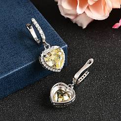 925 Sterling Silver Micro Pave Cubic Zirconia Dangle Hoop Earrings&nbsp;EJEW-F371-01C-02