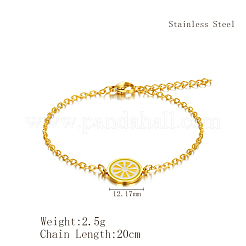 シンプルなレモンのステンレススチールリンクブレスレット  女性用アズキチェーンブレスレット  18KGP本金メッキ  7-7/8インチ（20cm）&nbsp;LS-HX9461-2