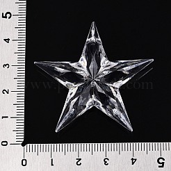 透明なアクリルパーツ  スター  多面カット  透明  42x44.5x10.5mm  穴：2mm&nbsp;X-TACR-T028-09A