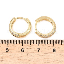真鍮クリアキュービックジルコニアフープピアス  カドミウムフリー＆鉛フリー  長持ちメッキ  ラックめっき  18KGP本金メッキ  14x14.5x3.5mm&nbsp;EJEW-A156-08B-G