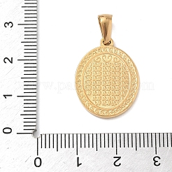 304ステンレスペンダント  聖母マリアとオーバル  手動研磨  イオンプレーティング（ip）  18KGP本金メッキ  22x17x2mm  穴：3x6mm&nbsp;LS-STAS-D207-18G