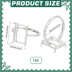 1Pc Adjustable 925 Sterling Silver Rectangle Ring Component&nbsp;STER-BC0003-67P