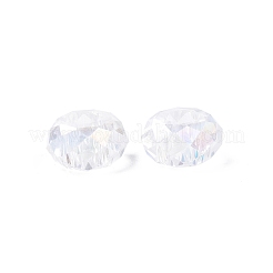 透明ガラス欧州ビーズ  大穴ビーズ  ABカラーメッキ  多面カット  ロンデル  クリアAB  13~14x7.5~8mm  穴：5.5~6mm&nbsp;GPDL-N005-D14mm-A01