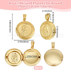 6Pcs Brass Locket Pendants&nbsp;KK-BBC0015-49