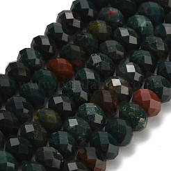 天然のブラッドストーン/ヘリオトロープストーンビーズ連売り  多面カット  ロンデル  8x5.5mm  穴：1.2mm  約69個/連  15.16''（38.5センチメートル）&nbsp;G-Z111-A28