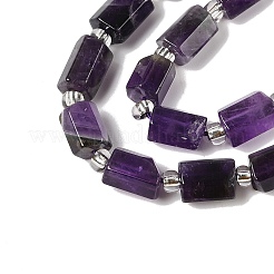 天然石アメジストビーズ連売り  六角プリズム  8~11x6~8x5~7mm  穴：1mm  約16個/連  7.72''（19.6センチメートル）&nbsp;G-Q023-C01-01