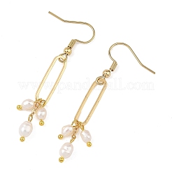 Brass & Natural Pearl Dangle Earrings&nbsp;EJEW-JE07330