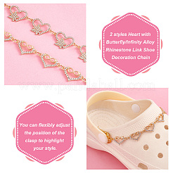 Heart with Butterfly/Infinity Alloy Rhinestone Link Shoe Decoration Chain&nbsp;FIND-AB00008