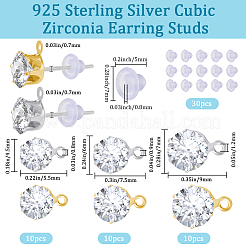 60Pcs Clear Cubic Zirconia Stud Earring Findings&nbsp;EJEW-BBC0002-08