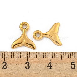 イオンプレーティング（IP）304ステンレスペンダント  フィッシュテイル チャーム  18KGP本金メッキ  12.5x11x2mm  穴：2mm&nbsp;STAS-I307-512G
