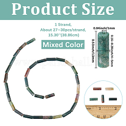 1 連売り天然インディアンアゲートビーズ連売り  チューブ  13x4~5mm  穴：1mm  約27~30個/連  15.30''（38.86センチメートル）&nbsp;G-PA0002-46