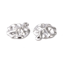 変色しない304ステンレススチールペンダント  テクスチャ  フラットラウンド  ステンレス鋼色  23.5x19.5x3mm  穴：1.8mm&nbsp;STAS-C059-05P
