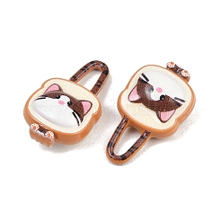 合金ペンダント  猫の形をしたトーストのチャーム  焼き付け塗料  ブラウン  20x12x6mm  穴：3mm&nbsp;FIND-E055-04D