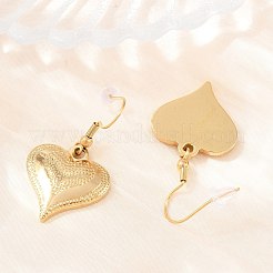 女性用304ステンレススチールダングルイヤリング  ハート  ゴールドカラー  36x20mm&nbsp;SA-CBA10D4-04G