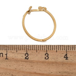 女性用304ステンレススチールカフリング  文字a~zのハート  18KGP本金メッキ  文字h  9.5mm  内径：調節可能。&nbsp;RJEW-D285-01G-H