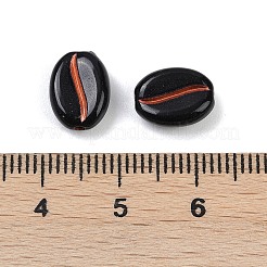 不透明アクリルビーズ  コー​​ヒー豆  赤色のエンレース  ブラック  10.5x8x4.5mm  穴：1.2mm  約76個/20g&nbsp;X1-OACR-P029-05A-01