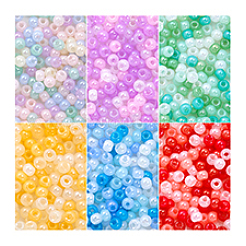 1800 個 6 色のセイロンガラスシードビーズ  ラウンド  ミックスカラー  4x3mm  穴：1.2mm  300個/カラー&nbsp;FIND-PH0028-20