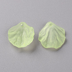 透明つや消しアクリルパーツ  花弁  緑黄  19.5x16.5x4mm  穴：1.5mm&nbsp;MACR-S371-01A-728