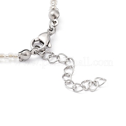 Natural Pearl Pendant Necklace with Glass Beaded Chains&nbsp;NJEW-M201-01A