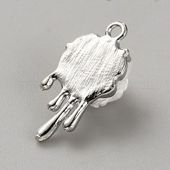 ホワイトシリーズ ラブボウ 合金アクリルペンダント  プラチナ  花  24x12x8.5mm  穴：1.8mm&nbsp;PALLOY-WH0115-01P-06