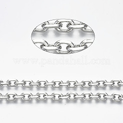 未溶接鉄製アズキチェーン  ダイヤモンドカットチェーン  スプールで  プラチナ  8.8x6.2x1.7mm  約32.8フィート（10m）/ロール&nbsp;CH-S125-20B-02